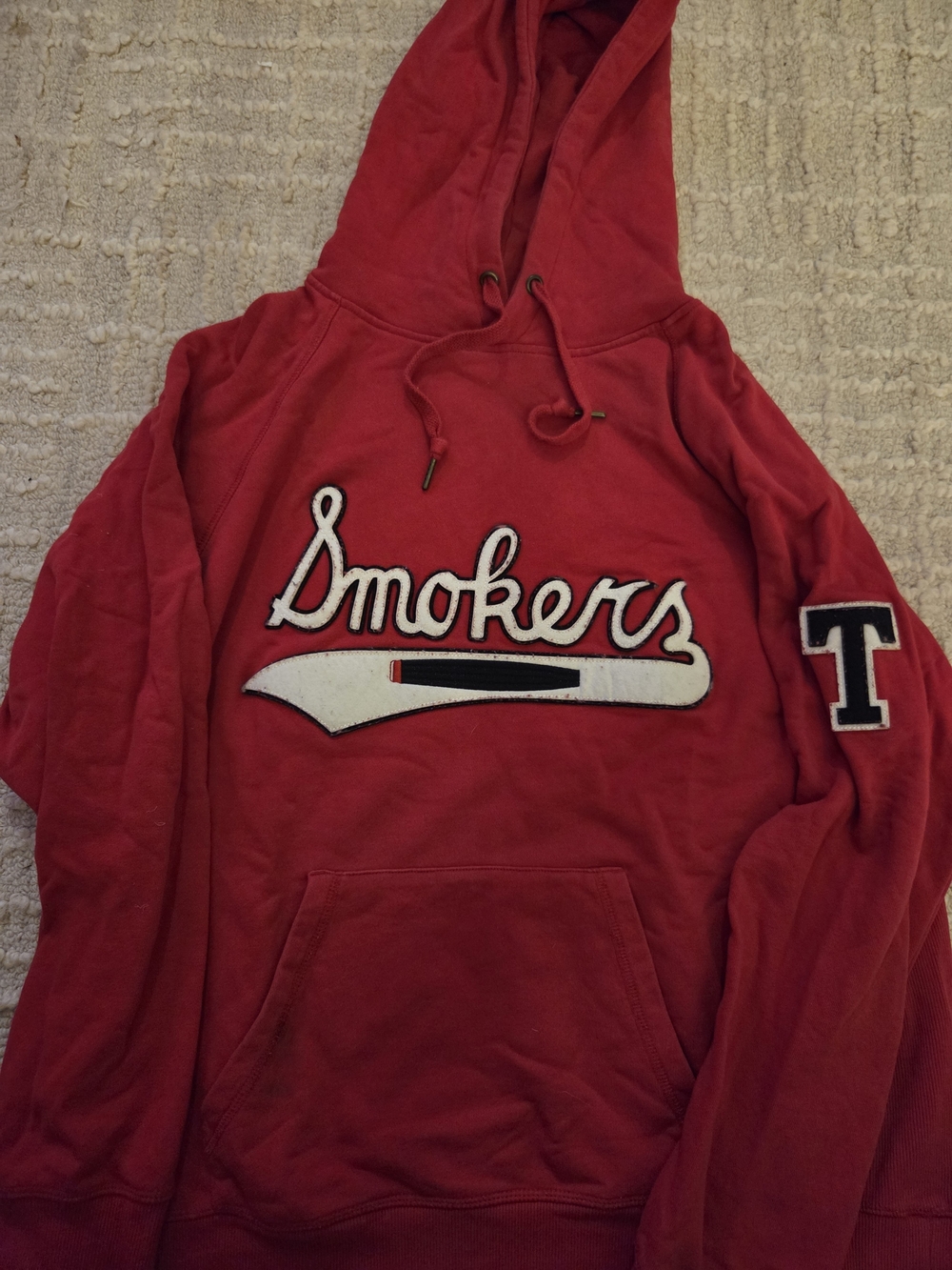Red 'Smokers' Hooded Sweatshirt, XL - Tampa Bay Minor League 1919 - 1954